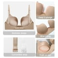 thumbnail image 6 of Exerin Women's Plunge Backless Bra Underwire Push Up Padded Multiway Low Back Bras(34A,Beige), 6 of 7