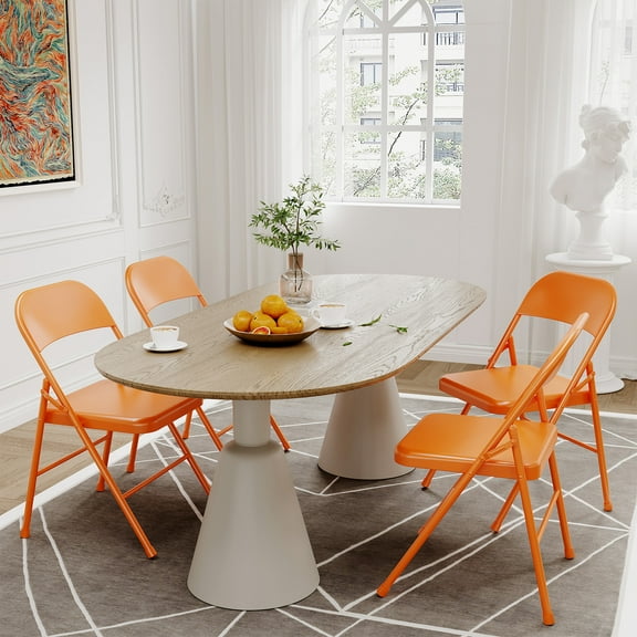 CazToi Portable Metal Frame Folding Chairs Set of 4 for Home & Party