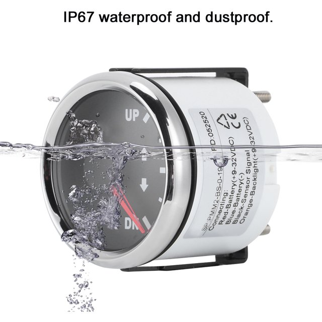 Indicateur d'Inclinaison de Garniture de Bateau 52mm 2 Po 0-190ohm Rétroéclairage Rouge, Faible Consommation d'Énergie avec Structure Super Étanche