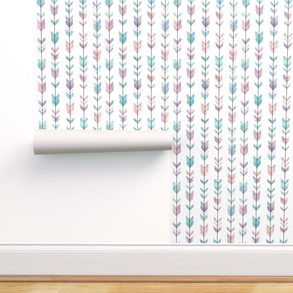 Removable Water-Activated Wallpaper Pink Chevron Nursery Ombre Girl