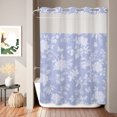 thumbnail image 2 of No Hook Shower Curtain, Spring Floral Shower Curtains for Bathroom with See Through Top Window, Country Farmhouse Flower Texture Purple Waterproof & Washable Bath Curtain Stall 48"x72", 2 of 9