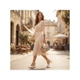 thumbnail image 6 of BLISSFUL STEP Lace Satin Slingback Strap Block Heel Sandals for Women Beige 6, 6 of 7