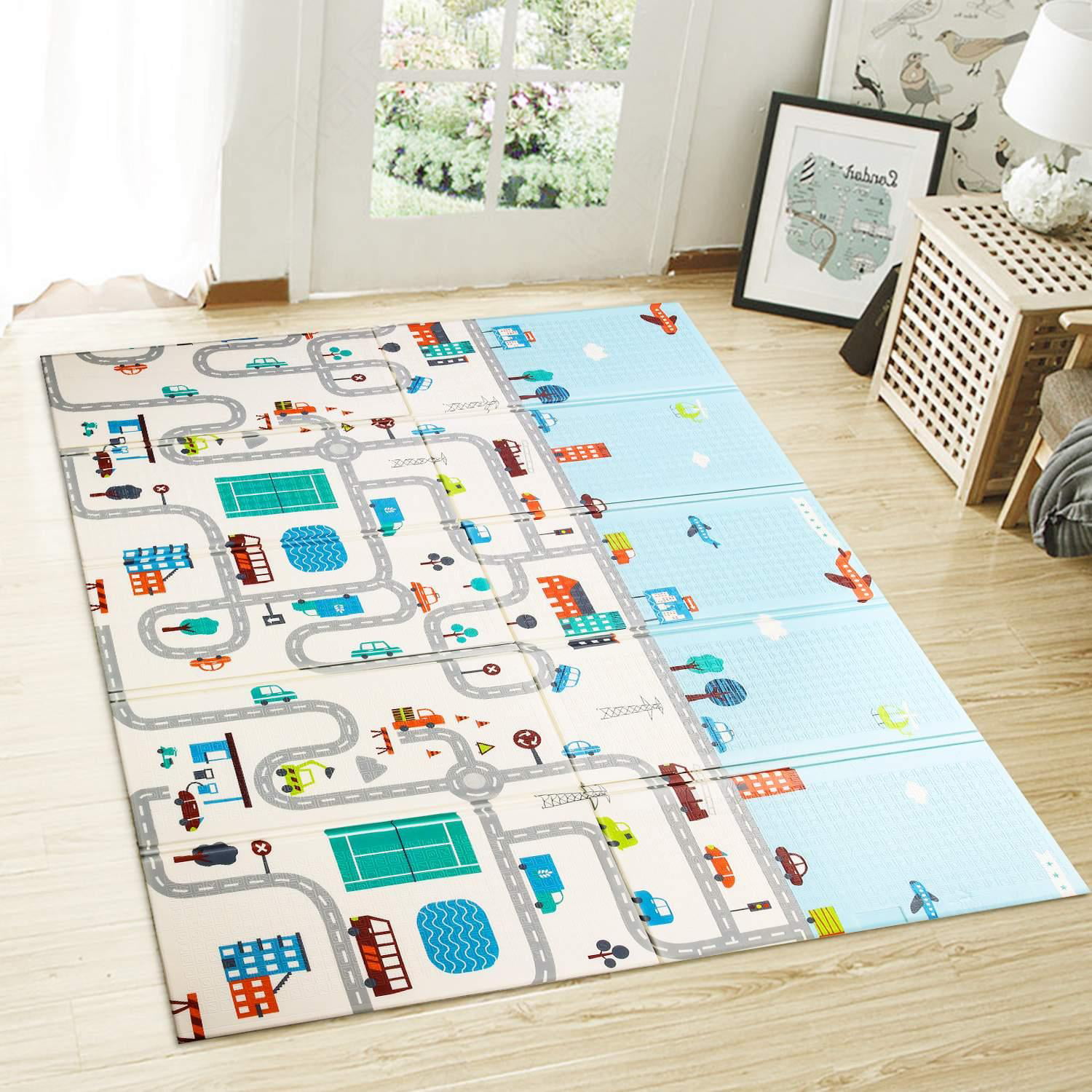 Extra Large Baby Play Crawling Mat Non Toxic Kids Playmat Game Foldable Reversible Foam Mat for