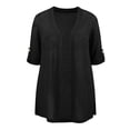 thumbnail image 4 of DARING DIVA Women's Plus Hollow Out 3/4 Sleeve Long Open Front Cover Up 2X Black, 4 of 6