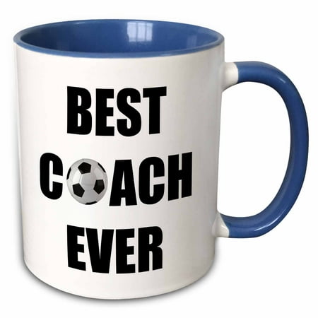 3dRose Best Soccer Coach Ever - Two Tone Blue Mug,