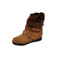 thumbnail image 3 of Woobling Ladies Riding Boot Round Toe Winter Shoes Flats Mid-Calf Boots Fashion Womens Non-slip Side Zipper Brown 9, 3 of 6