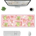 thumbnail image 3 of Kawaii Frog Large Gaming Mouse Pad for Girl with Anti-Slip Base, Cute Cartoon Strawberry Frog Extended XL Mousepad, Desk Mat with Stitched Edges for Desk, 31.5 x 11.8 in, Pink, 3 of 6