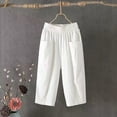 thumbnail image 5 of IDALL Capri Pants for Women Linen Pants Women Cotton And Linen Cropped Pants Loose Large Size Elastic Waist Small Feet Harem Pants Versatile Pants Lounge Pants Women Baggy Pants White L, 5 of 7