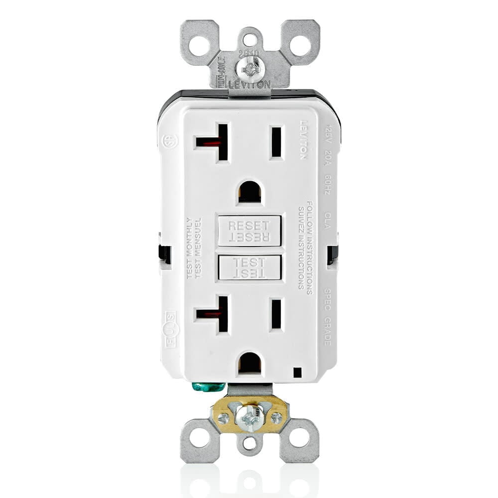 Leviton M22-GFNT2-03W 20 Amp White GFCI Receptacle 3 Count