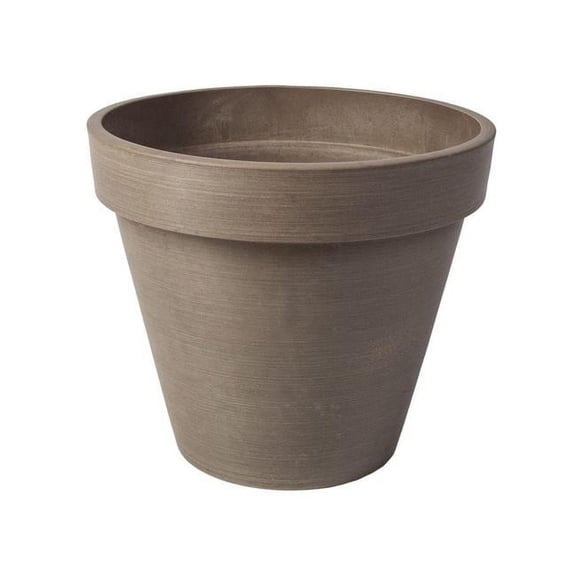 Algreen 12 x 14 x 14 in. Valencia Round Banded Planter Pot, Textured Taupe