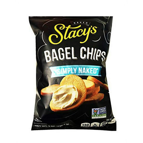 Stacy's Non GMO Baked Bagel Chips 7oz, 2 Pack (Simply Naked)