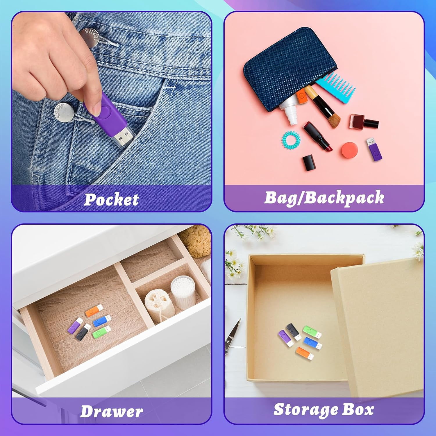 50PCS USB 2.0 thumb flash drives (128MB * 5 colors)