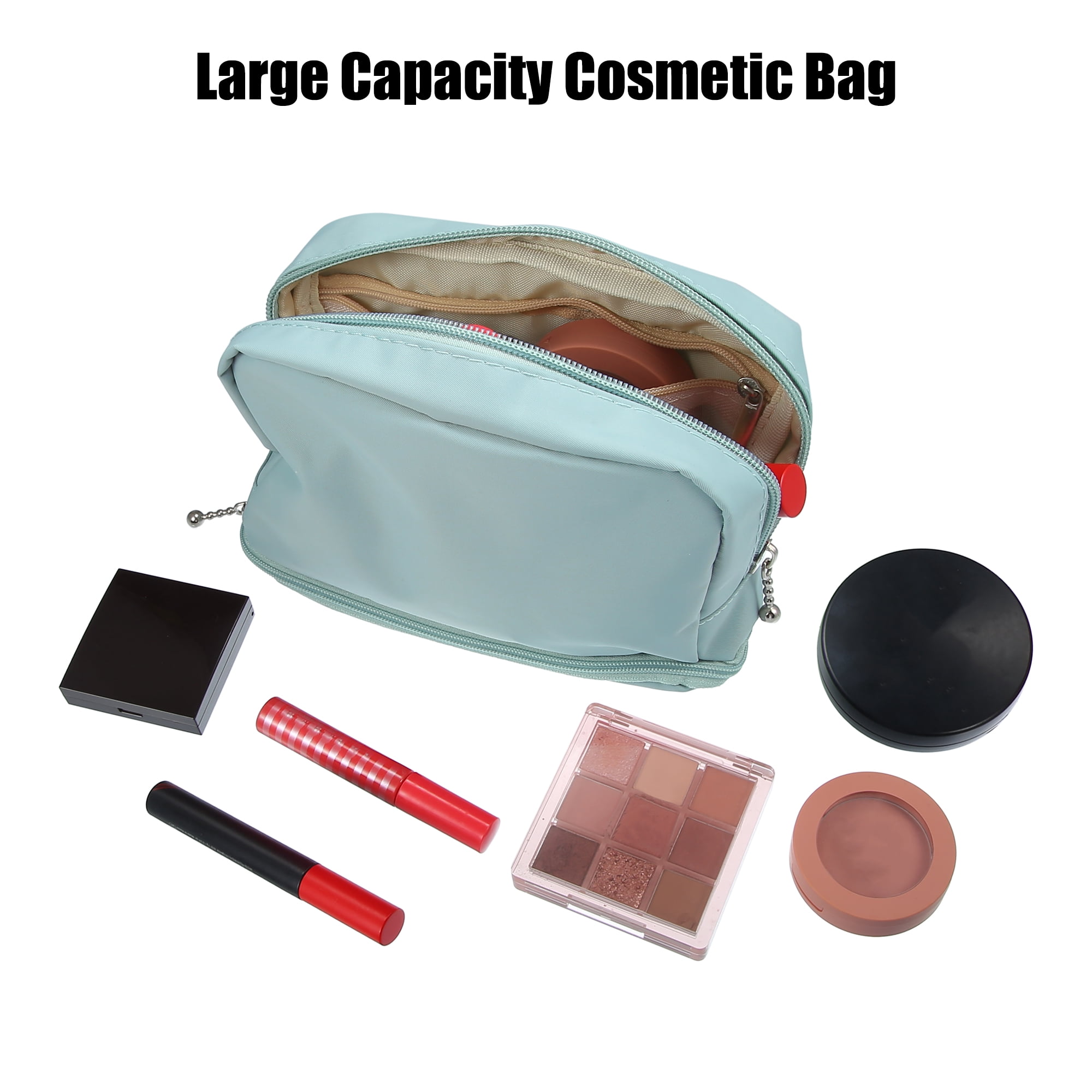 Unique Bargains Floral Makeup Bag Zipper Flower Cosmetic Pouch Blue