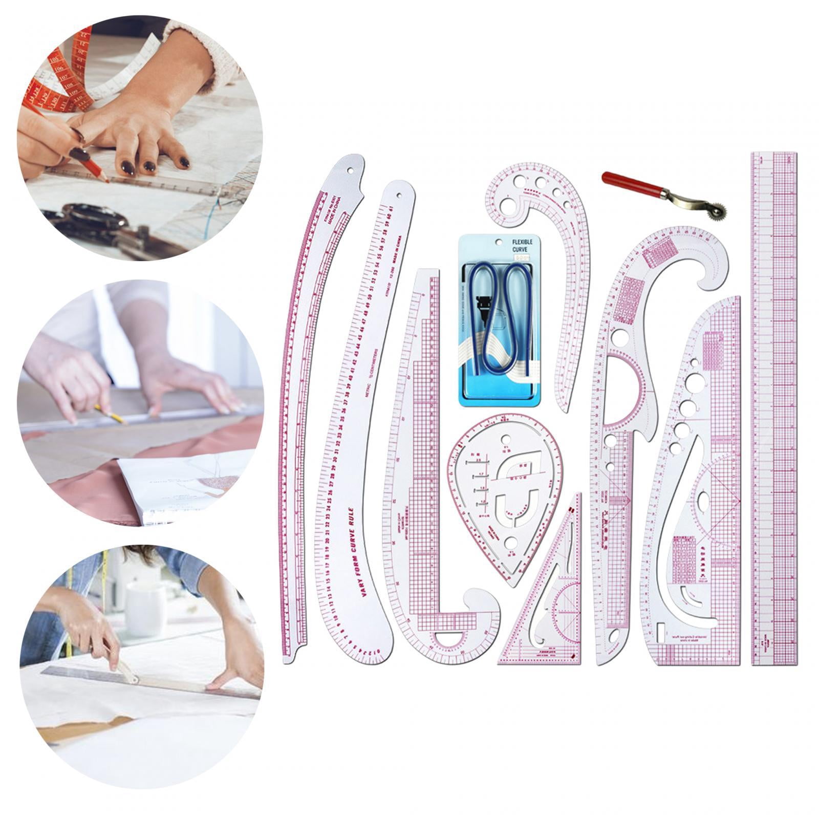 Clothing Pattern Making Ruler Dress Makers Ruler Measuring Tools Bendable Styling Sewing French Curve Ruler Set for Tailors 11 Pieces