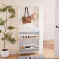 thumbnail image 4 of Sythers Armoire Wardrobe Expandable 2 Drawers 2-Compartments Shoe Cabinet, White, 4 of 8
