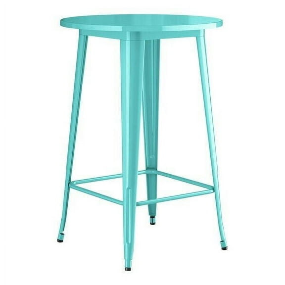 30'' Round All Weather Seafoam Metal Restaurant Patio Bar Height Table For Indoor or Outdoor Use