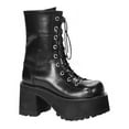 thumbnail image 2 of 4" Block Heel Goth Punk GoGo Blk Pu Calf BT W/ Zipper - Blk Vegan Leather, 6, 2 of 2