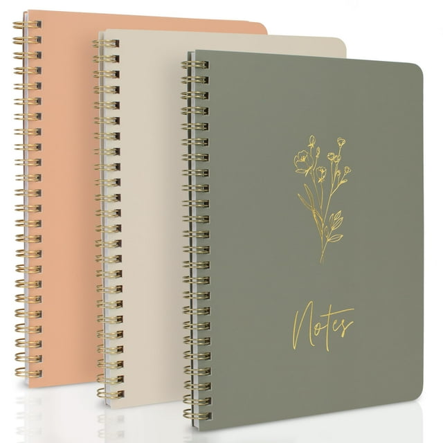 Juego de cuadernos en espiral ZICOTO Aesthetic para mujer, paquete de 3 unidades, 8 x 6 pulgadas