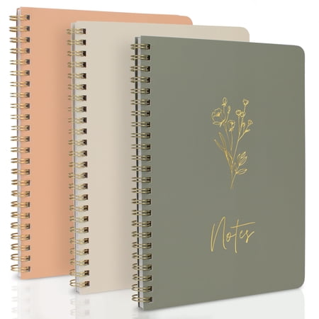 Cute Spiral Notebook Set 3 Pack 8x6 Journals with Pockets College Ruled Lined Pages for Women s Office Supplies Multicolor