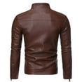 thumbnail image 2 of Dwaogom Mens Leather Jacket, Padded Windbreaker, Motorcycle Biker Bomber Coat with Hood, 2 of 3