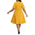 thumbnail image 3 of DYMADE Short Sleeve Midi A-Line Crewneck Cutwork Pullover Women Plus Size Dress, 3 of 7