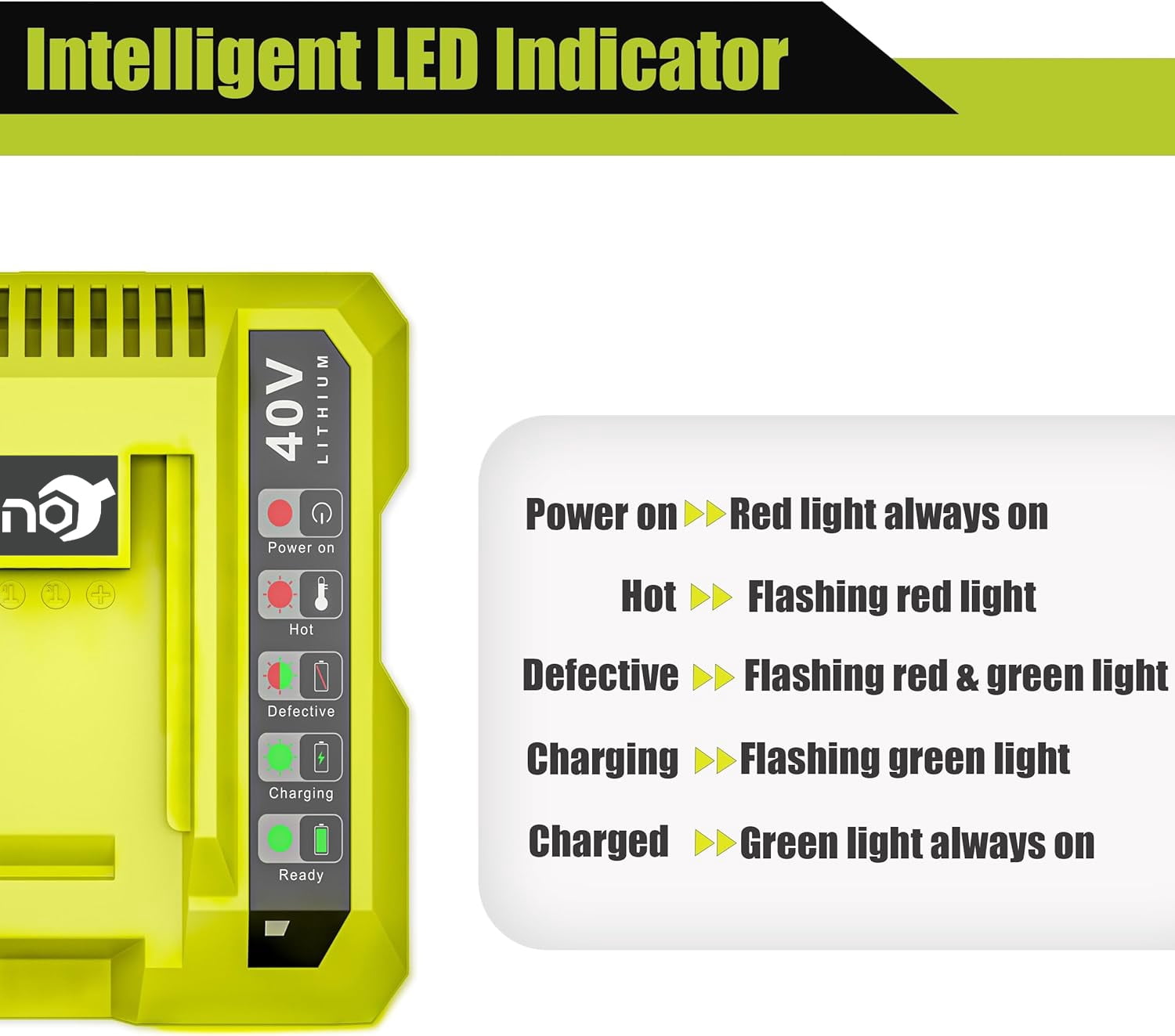 40V Charger for Ryobi OP401S 40V Battery, OP406A OP404 OP401 Replacemant Battery Charger for Ryobi OP40605 OP40602 OP40601 OP4050 OP40501 OP4050A OP4040 OP40404 OP40401 OP4030 OP40301 OP40201