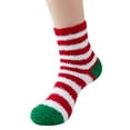 thumbnail image 5 of GILIGEGE 2 Pairs Christmas Fuzzy Socks for Women Cozy Soft Fluffy Striped Socks Warm Sleeping Socks for Winter Holiday Home Fleece Warm Cozy Holiday Slipper Socks for Women, 5 of 5