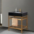 thumbnail image 5 of Nauders 30" Single Stainless Steel Vanity Console in Brushed Gold with Imperial Black Stone Countertop without Mirror, 5 of 6