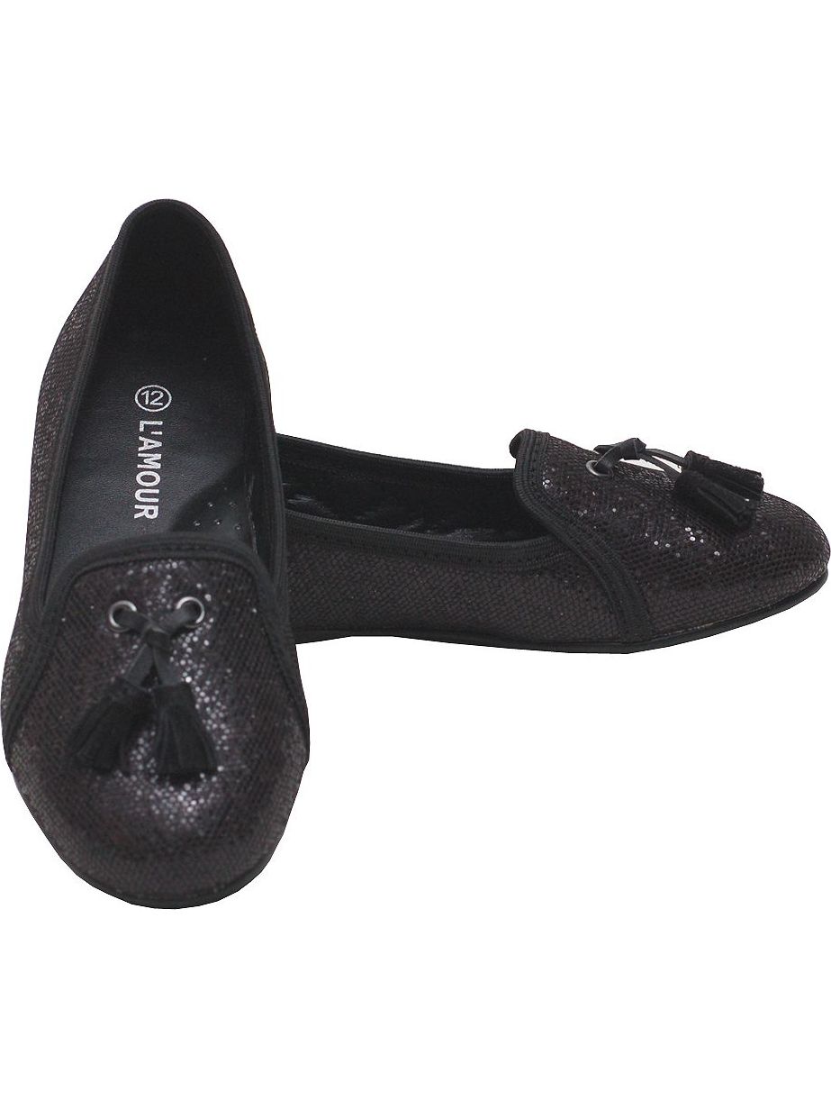 Black Sparkle Tassel Loafer Girls Dress Shoes Toddler 7-Little Girls 4 Black Sparkle Tassel Loafer Girls Dress Shoes Toddler 7-Little Girls 4