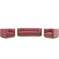 thumbnail image 1 of Tufted Armchair and Sofa Set, Velvet, Pink, Modern Contemporary Urban Design, Living Lounge Room Hotel Lobby Hospitality, 1 of 6