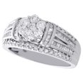 thumbnail image 3 of 10K White Gold Baguette Diamond Flower Split Shank Ladies Engagement Ring 1 CT., 3 of 5