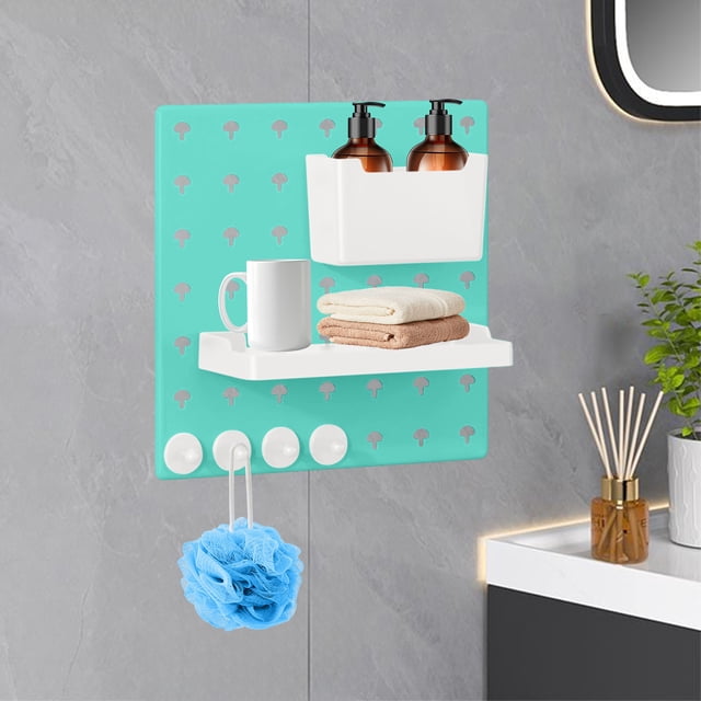 Estantes De Pared Con Ganchos Para Almacenamiento En Tablero Perforado, 28 X 28 Cm, Panel De Plástico Blanco Para Organizar La Cocina Y Decorar El Dormitorio, Instalación Sin Taladros.