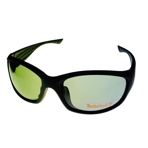 Timberland Sunglass Mens Black Rubberized Wrap, Green Lens TB7123. 2N