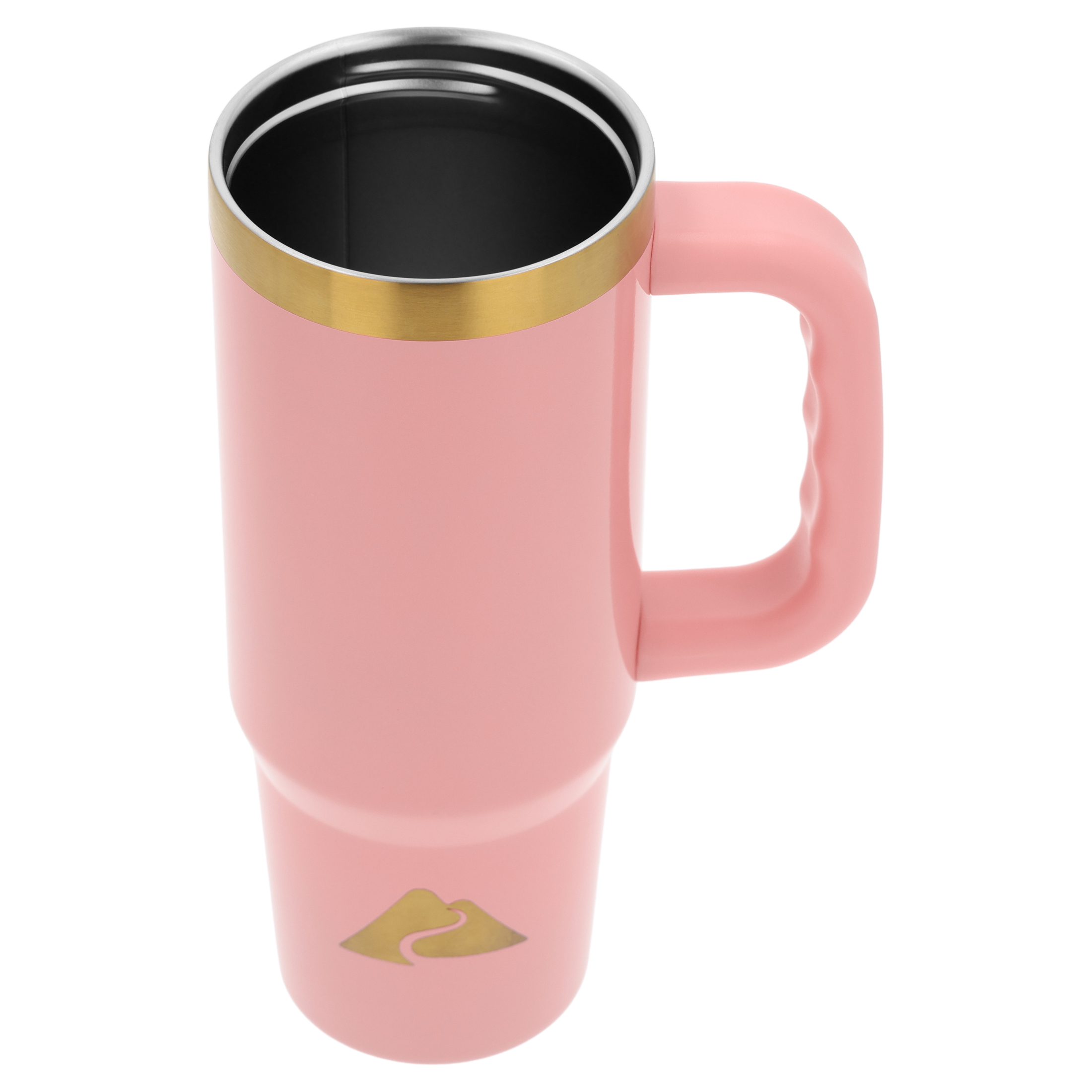 Termo de viaje aislado de acero inoxidable de 30 oz con asa y tapa con popote abatible, color Rose Shimmer 7