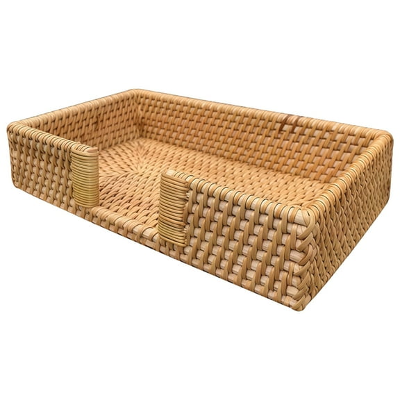 Rectangular Rattan Napkin Holder for Bathroom, Guest Towel Napkin Holder, Handwoven Grass, Space-Saving Design, Easy Access, Great for Bathroom, Kitchen, Dining Room
