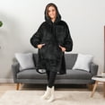 thumbnail image 6 of PAVILIA Blanket Hoodie for Women Black, Sherpa Wearable Blanket Men, Cozy Oversized Sweatshirt Blanket, Warm Fleece Hooded Blanket Sweater with Sleeves and Giant Pocket, Black, 6 of 9
