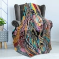thumbnail image 4 of Modern Art Soft Flannel Fleece Throw Blanket, Girl Dreamcatcher and Ethnic Murky Colorful Paint, Cozy Plush for Indoor and Outdoor Use, 50" x 60", Multicolor, by Ambesonne, 4 of 5