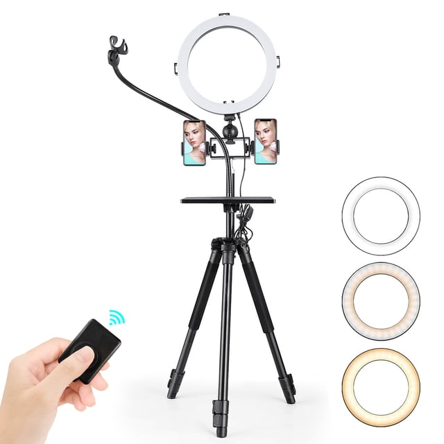 Kit de anillo de luz LED de 10 pulgadas / 26 cm 3000K-6500K 3 modos de iluminación Regulable USB ali Abanopi Lámpara de fotografía