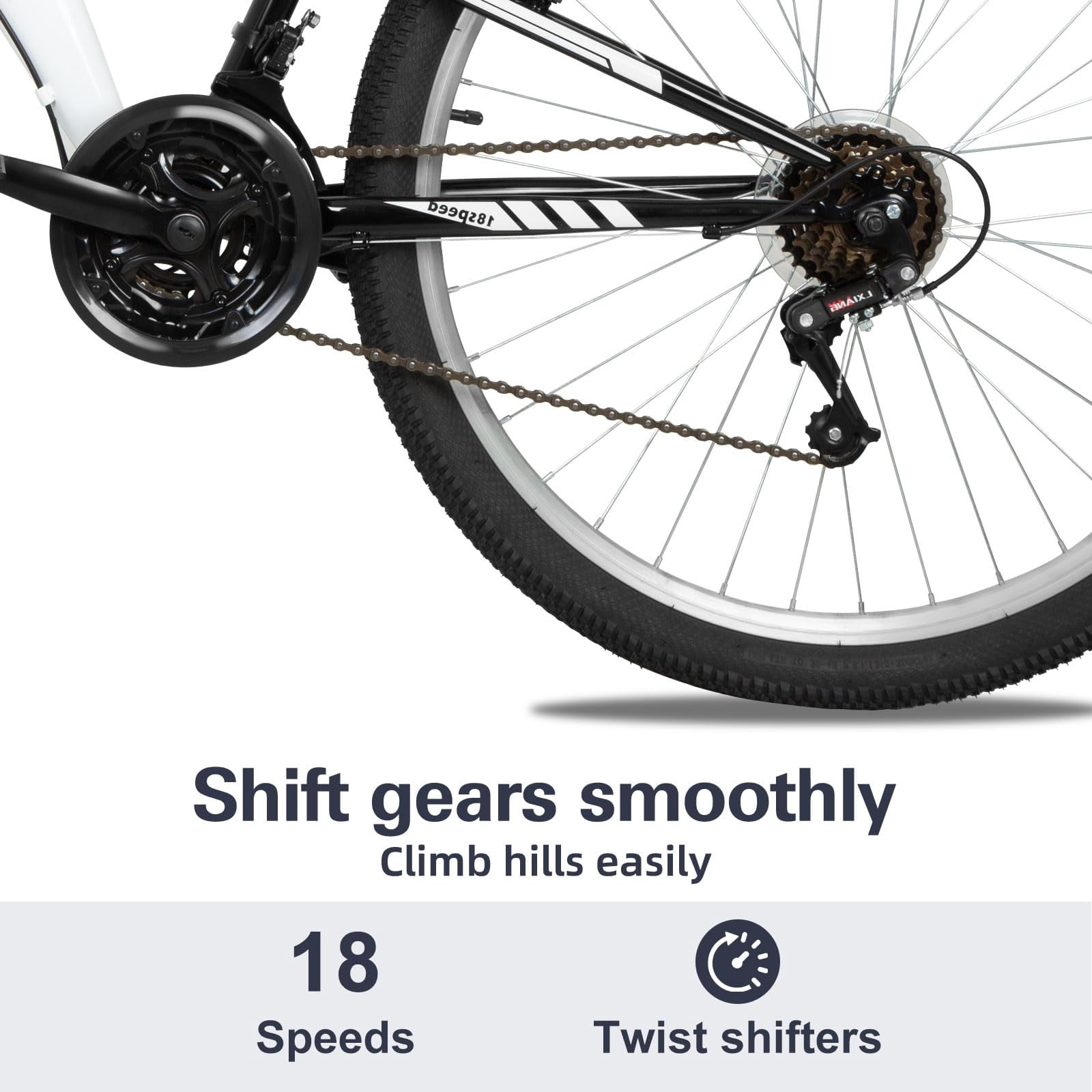 Hykolity 27.5 inch Mountain Bike MTB Outdoor Bicycle Cycling 18 Speed Trail Sport Off-Road Bikes Full Suspension for Adult Men Unisex White