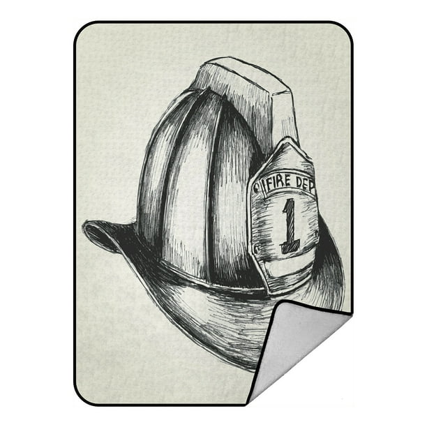 ABPHQTO Sketch Of A Firefighter Helmet Fleece Blanket ...