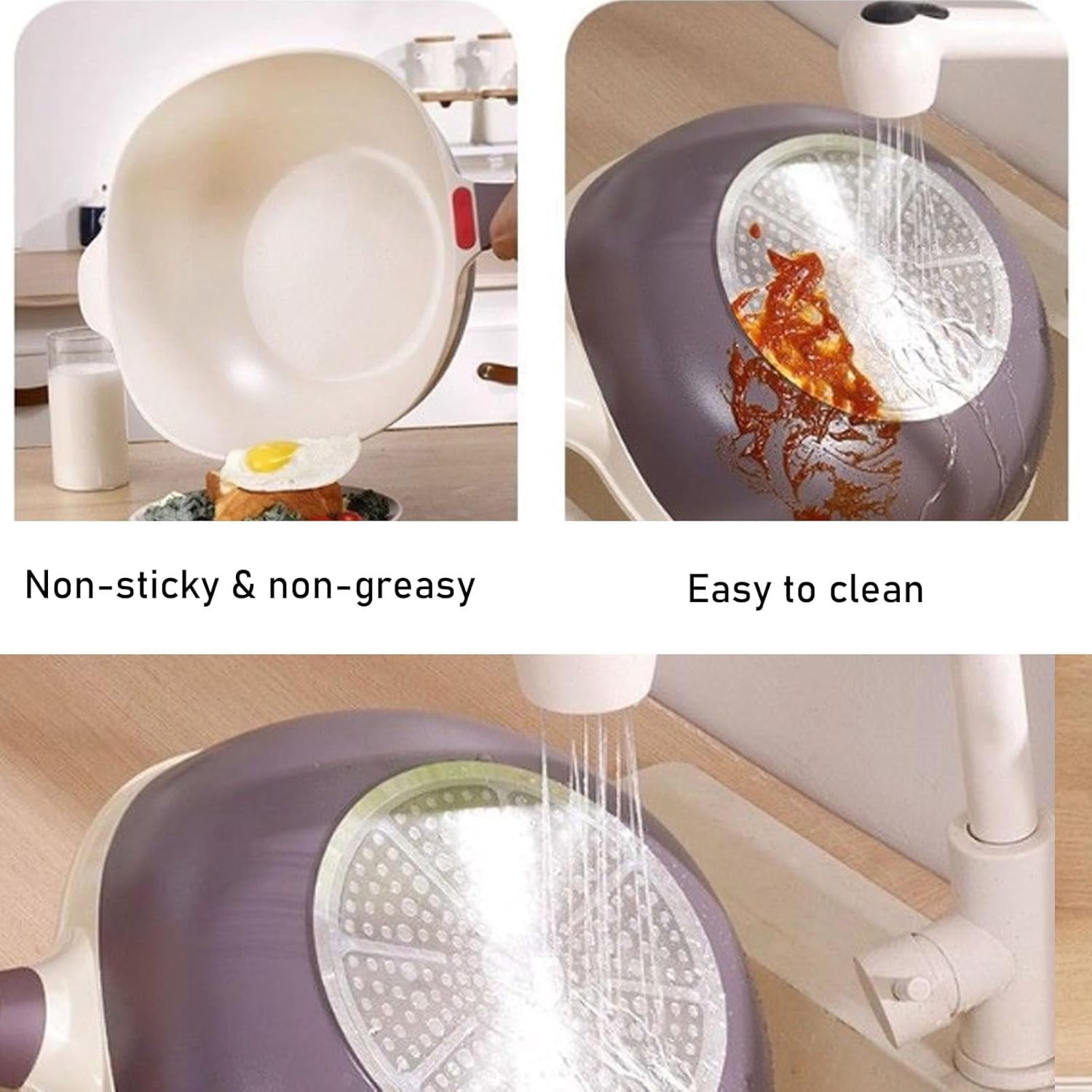 12 In Titanium Alloy Non Stick Pot Sets, Multipurpose Deep Saute Titanium Frying Pan, Ergonomic Stay-Cool Handle, for Cooking Frying Stewing Induction & Gas Stove Compatible (Yellow)