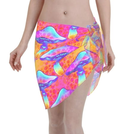 Ocsxa Magic Mushrooms Print Sarong Coverups For Women Bathing Suit Wrap Swimsuit Skirt Beach Bikini Cover Up Swimwear