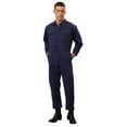 thumbnail image 3 of Haitryli Mens Long Sleeve Wide Leg Mechanic Uniform Workshop Auto Workwear Work Jumpsuit Coverall Dark Blue XL, 3 of 7