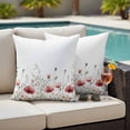 thumbnail image 5 of Vintage Style Flower Pillow Covers 2 Pack Watercolor Red Concubine Pillowcase Waterproof Outdoor Throw Pillow Cover for Patio Garden Square Cushion 16”x16”, 5 of 9
