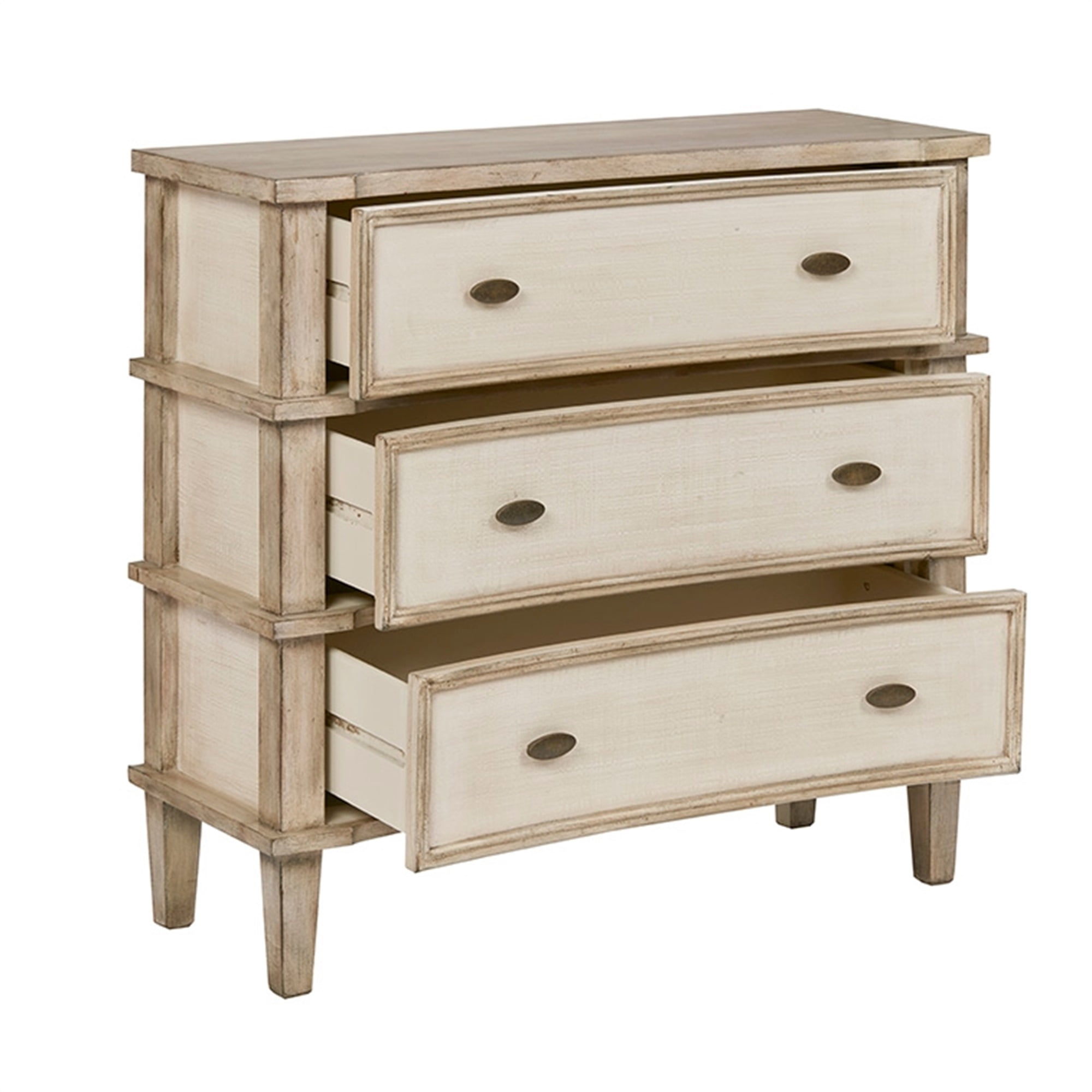 Resenkos 3 Drawer Nursery Dresser for Bedroom, Modern Chest Organizer with Antique Cream Drawer Finish