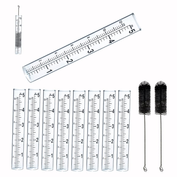 Tubo de repuesto para pluviómetro YZDTECH, vidrio de 5 pulgadas x 8 con cepillo