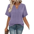 thumbnail image 1 of Vestido tipo camiseta MIHOLL para mujer, cuello en V, manga corta, morado, 1 of 6