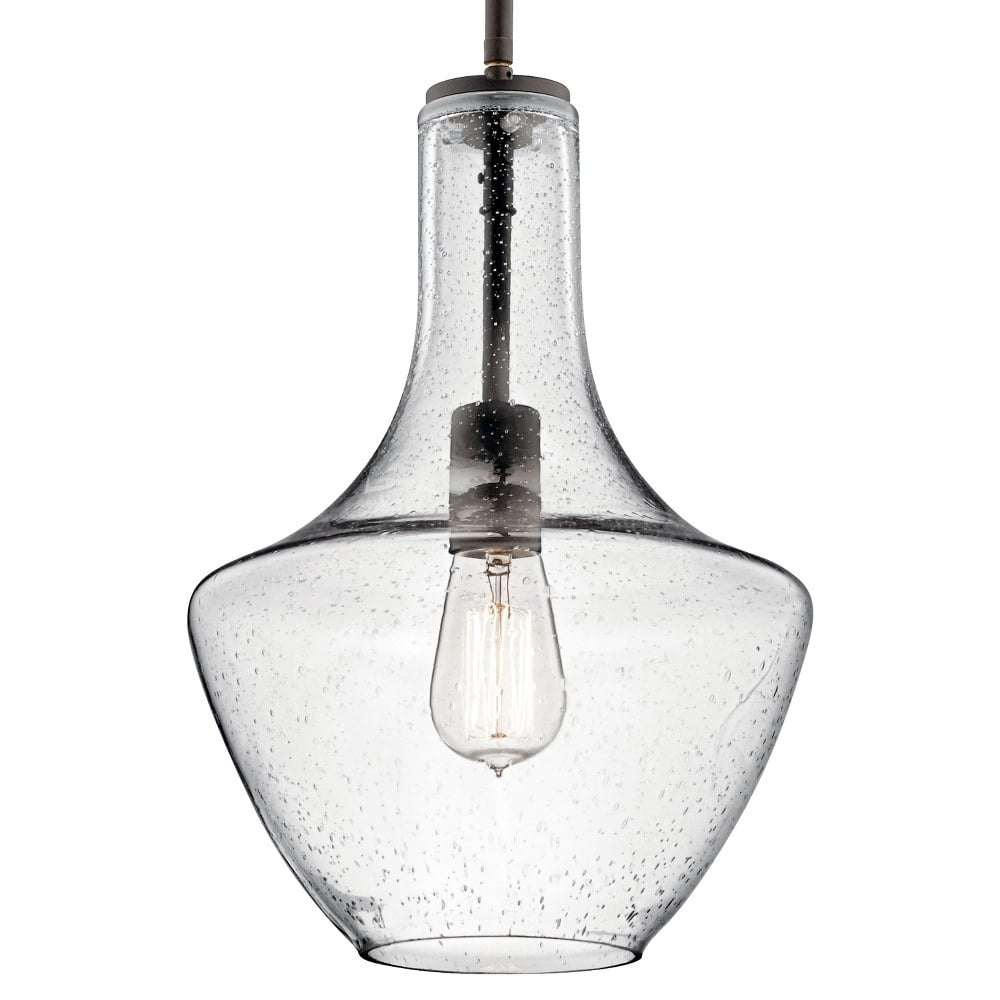 1 Light Contemporary Large Bell Shade Pendant Light Fixture with Clear Glass-Chrome Finish-Clear Glass Color Bailey Street Home 147-Bel-2611331