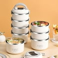 thumbnail image 3 of Bento Lunch Box Japanese Multilayer Stainless Steel Bento Box Food Container Storage Portable Thermos Food Jar Kid Bento Box White-3, 3 of 6