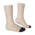 thumbnail image 2 of Goofa Brown Gingham Printed Men's Crew Socks, Soft Durable Breathable Moisture-Wicking with Odor Control Cotton socks, 2 of 9